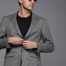 Louis Philippe Men Woolen Striped Single-Breasted Regular Fit Formal Blazer-picture-19