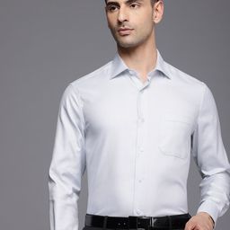 Louis Philippe Classic Textured Self Design Wrinkle Free Pure Cotton Formal Shirt-image-94
