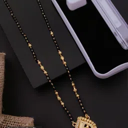 Queenzart Gold-Plated Artificial Stones and Beads Mangalsutra-image-46