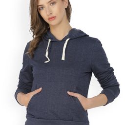 Campus Sutra Women Blue Solid Hooded Sweatshirt-image-99