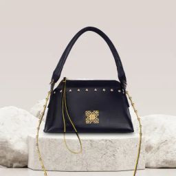 Eume Rose Black Leather Cross Body Bag-46