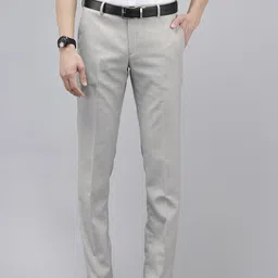 Arrow Men Self Design Textured Hudson Tailored Fit Formal Trousers-7
