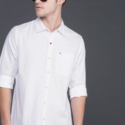 WROGN Men White Slim Fit Solid Casual Shirt-image-23