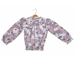 Peppermint Abstract Print Mandarin Collar Blouson Top-6