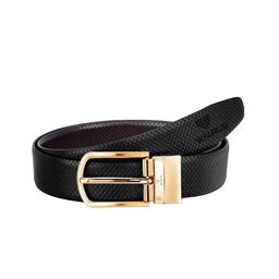 Walrus Men Black & Brown Reversible Textured Leather Belt-image-64