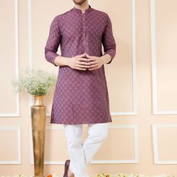 See Designs Ethnic Motifs Woven Design Long Sleeves Straight Kurta & Pyjama-image-16