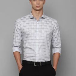 Louis Philippe Sport Grey Cotton Slim Fit Checks Shirt-picture-11