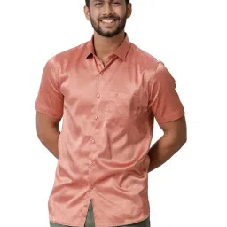 Ramraj Peach Regular Fit Half Sleeves Shirt-image-33