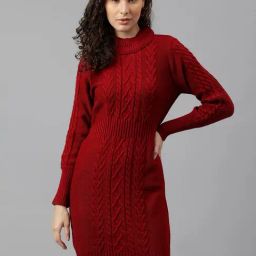 Latin Quarters Red Bodycon Sweater Dress-image-32