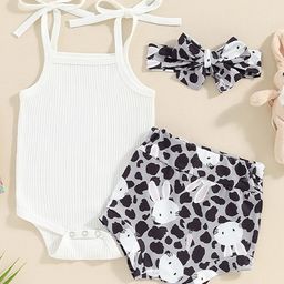 LULU & SKY Girls Pure Cotton Top With Shorts & Head Band-image-61
