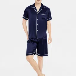 Bella Babe by SK Men Men Satin Shirt & Shorts Night suit Set-picture-7