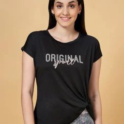 Ajile by Pantaloons Black Printed Sports T-Shirt-image-42