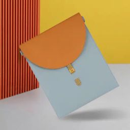 Eume Hibiscus Skyblue Leather Laptop Sleeve-10