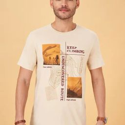 Urban Ranger by Pantaloons Beige Cotton Slim Fit Printed T-Shirt-image-88