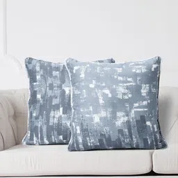 SWAYAM Grey & White Set of 2 Abstract Square Cushion Covers-37
