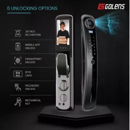 GOLENS Premium Luxurious Design Digital Door Lock 7 Way To Unlock 3D Face Recognition, X25 image 2