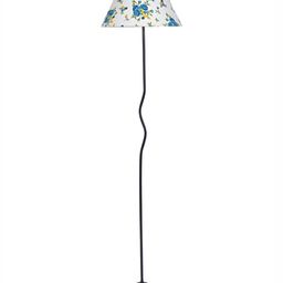 Devansh White & Blue Printed Frustum Floor Lamp With Shade image 3