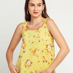 Zink London Women Yellow & Orange Floral Print Top-picture-26