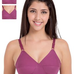 Souminie Pack of 3 Pure Cotton Non Padded Full Coverage U Back Bra-picture-24