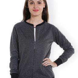 Campus Grey Sutra Women Charcoal Grey Solid Sweatshirt-image-82