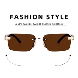Arzonai Unisex Brown UV Protected Lens Metal Sunglasses-image-48