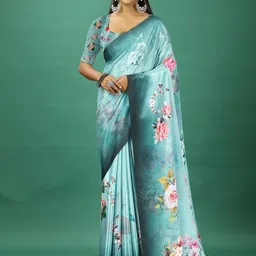 NIRMAL CREATION Floral Printed Pure Crepe Saree-image-84