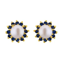 Sri Jagdamba Pearls Dealer Gold Plated Garnet Studded Contemporary Studs-image-75