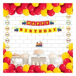 Untumble Train Theme Birthday Decoration Kit Red & Yellow - Pack Of 23-image-29