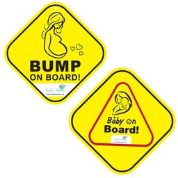 Baby Moo Bump And Baby On Board Car Safety Sign With Suction Cup Clip 2 Pack - Yellow-image-71
