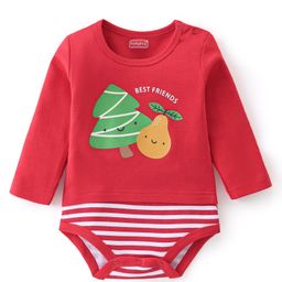 Babyhug 100% Cotton Full Sleeves Onesie With Fruits Print - Red-image-73