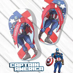 Pine Kids Marvel Slip On Flip Flops With Captain America Design - Red-picture-0