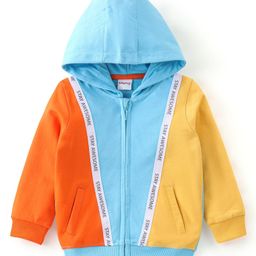 Babyhug 100% Cotton Knit Full Sleeves Cut & Sew  Sweatjacket With Hood & Tape Detailing - Multicolour-picture-25