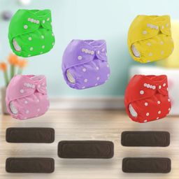 Sparkle Joy Washable & Reusable Cloth Diapers Combo Pack of 5 Freesize With 5 organic cotton Grey inserts (Multicolour)-16