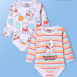 Babyoye Disney Interlock Knit Full Sleeves Onesies With Winnie The Pooh Graphics Pack of 2 - White & Red-image-77