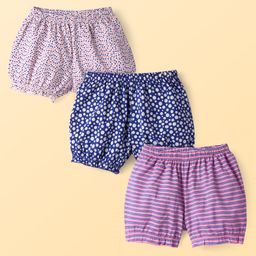 Pine Kids Cotton Knit Bloomers With Stripes & Star Print Pack 3 - Color May Vary-image-88