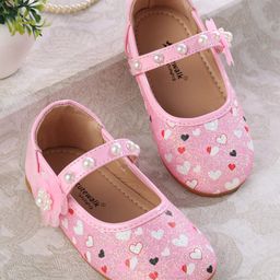 Cute Walk by Babyhug Ballerina with Velcro Closer & Hearts Print - Pink-image-99