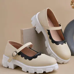 Shoetopia Abstract Designed Mary Jane Ballerinas - Cream-picture-42