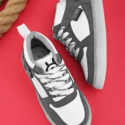Steprite Colour Blocked Lace Up Sneakers - Grey & White-image-50