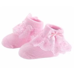 Akinos Kids Cotton Ruffle & Bow Applique Detailed Frill Socks - Pink-image-1