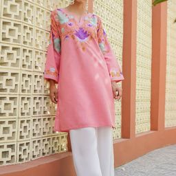 HOUSE OF KARI Women Ethnic Motifs Embroidered Aari Work Cotton Straight Kurta-image-47