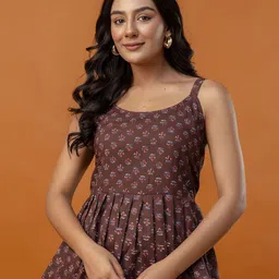 FERANOID Women Floral Embroidered Cotton Peplum Top-picture-23