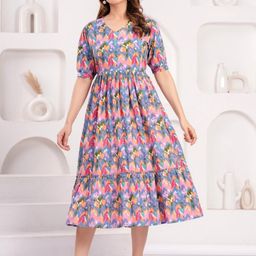 CORSICA Print Puff Sleeve Pure Cotton Maternity Maxi Dress-picture-37