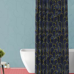 ArtzFolio Black & Gold Toned Printed Waterproof Shower Curtain-image-63