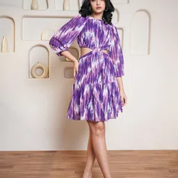 PURVAJA Women Print Puff Sleeve Fit & Flare Dress-picture-55