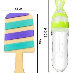 Enorme Silicone Candy Shape Cream Color Teething Soft Teether and Silicone Easy Squeezy Spoon Food Feeder for Babies image 3