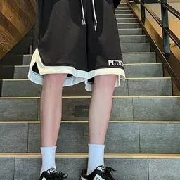 KPOP Men Typography Printed Loose Fit Shorts-image-98
