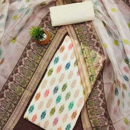HERE&NOW Floral Woven Design PC Cotton Unstitched Dress Material-image-30