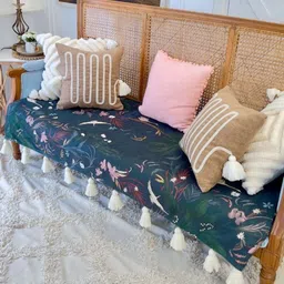 THROWPILLOW Blue & White Printed Polyester 1 Piece Sofa Cover-29