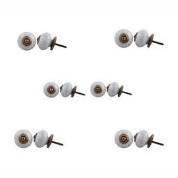 Indianshelf 6-Pcs Grey & White Printed Ceramic Knobs-6