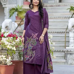 MADHAVPRIYA Floral Printed V-Neck Straight Kurta With Palazzos And Dupatta-40
